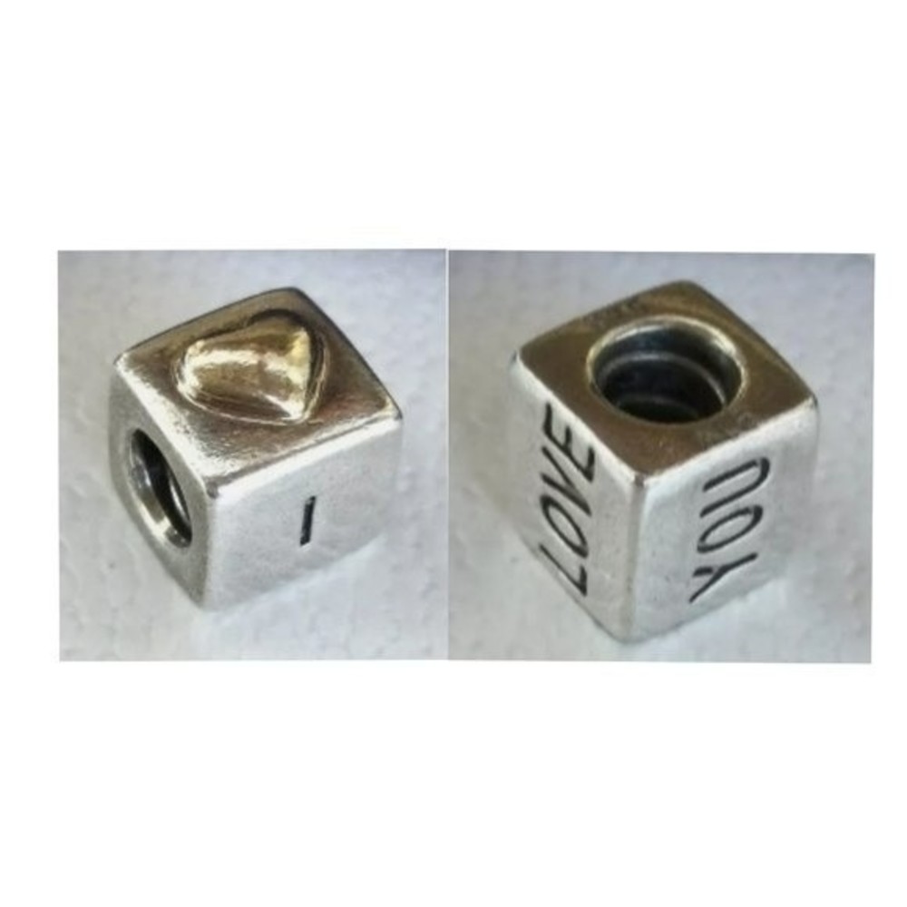 Pandora 14K I Love You Heart Charm Bead Cube 925 Sterling Silver 790200 - Picture 2 of 6